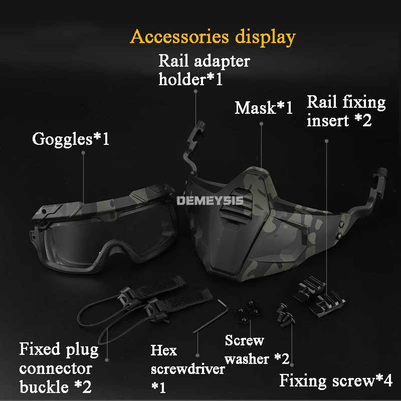 Airsoft Paintball Full Face Mask 2 in 1 Goggles Mask Set Outdoor Shooting Tactical Combat Protective Masks Hunting Sports Mask thumbnail 2