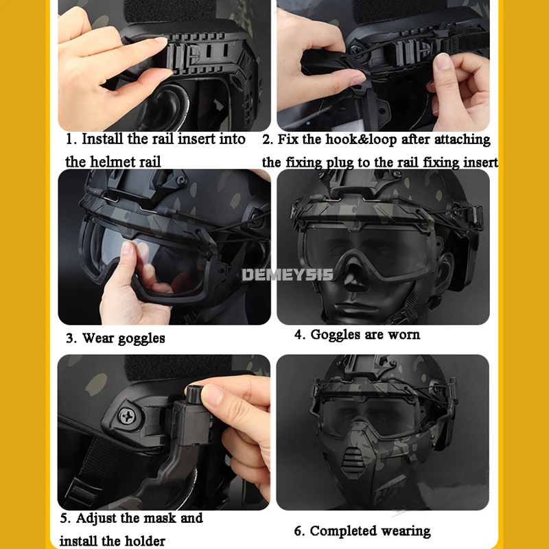 Airsoft Paintball Full Face Mask 2 in 1 Goggles Mask Set Outdoor Shooting Tactical Combat Protective Masks Hunting Sports Mask thumbnail 6