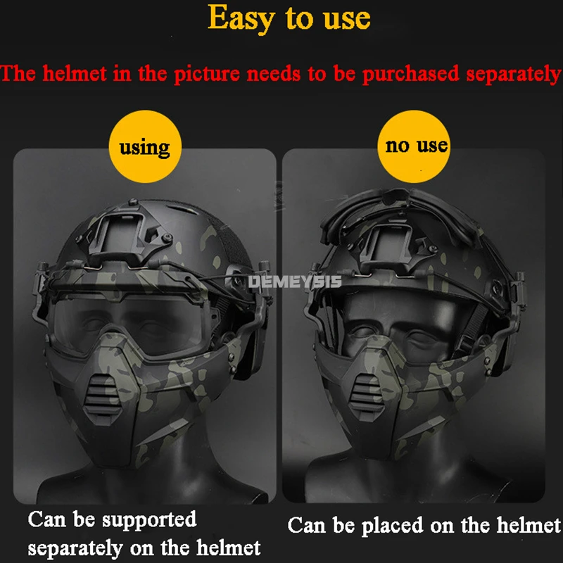 Airsoft Paintball Full Face Mask 2 in 1 Goggles Mask Set Outdoor Shooting Tactical Combat Protective Masks Hunting Sports Mask thumbnail 3