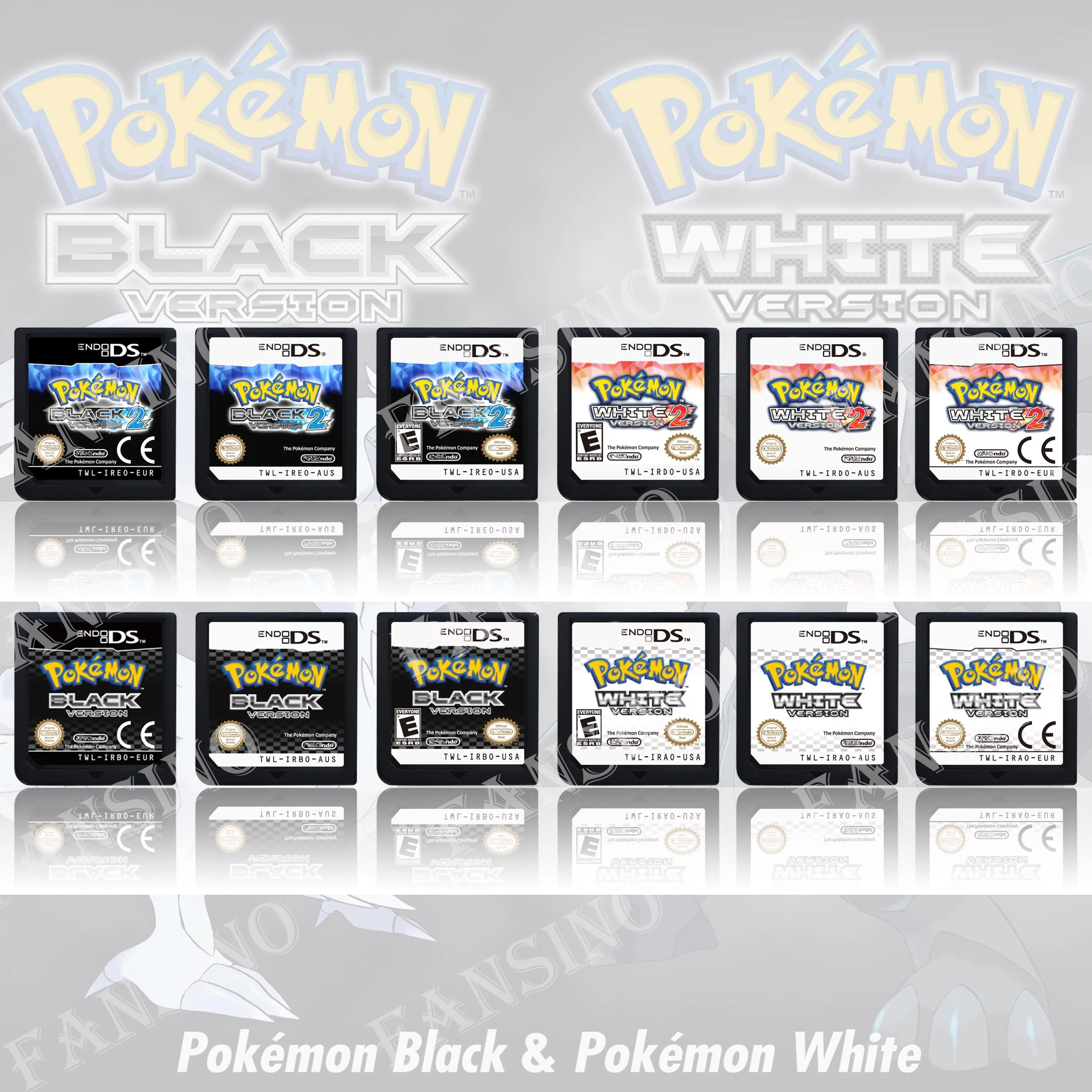 Pokémon Black White 1/2 Version High Quality Authentic 1:1 Replica DS Video Game Cartridge For DS 2DS 3DS Console (USA,EUR,AUS)