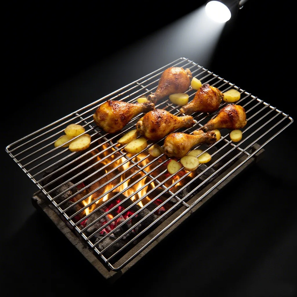 Stainless steel 304 rectangular grill mesh rack oven grill mesh thickened grill outdoor barbecue tools home use thickened steel