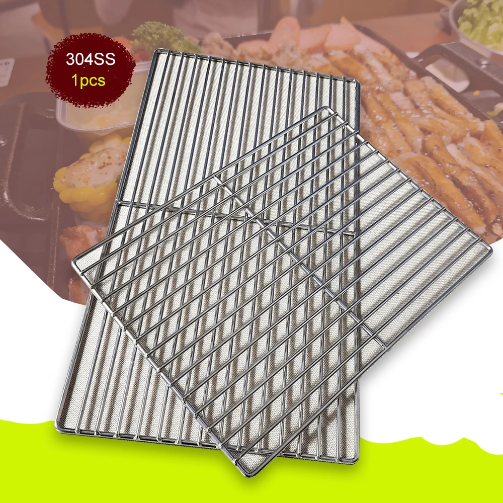 Stainless steel 304 rectangular grill mesh rack oven grill mesh thickened grill outdoor barbecue tools home use thickened steel thumbnail 2