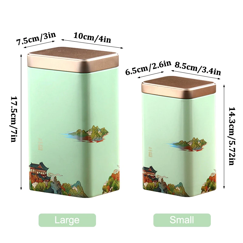 【Tin Plate Storage Box Sealed Tea Caddy Small Square Coffee Jar Tea Leaves Container Cans Small Tinplate Spices Storage Boxes】 thumbnail 6