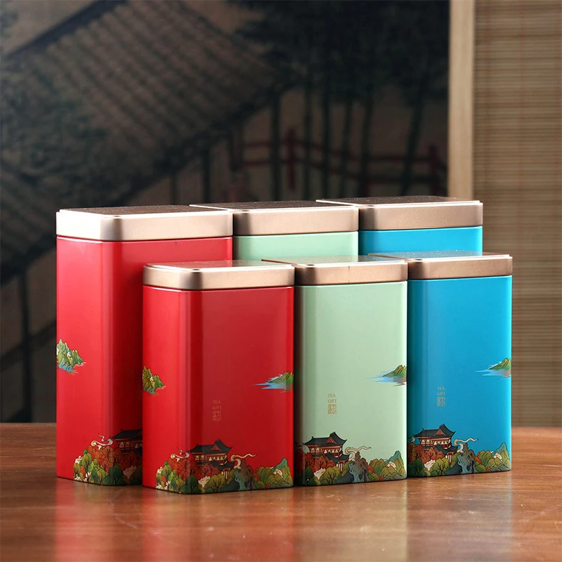 【Tin Plate Storage Box Sealed Tea Caddy Small Square Coffee Jar Tea Leaves Container Cans Small Tinplate Spices Storage Boxes】 thumbnail 3