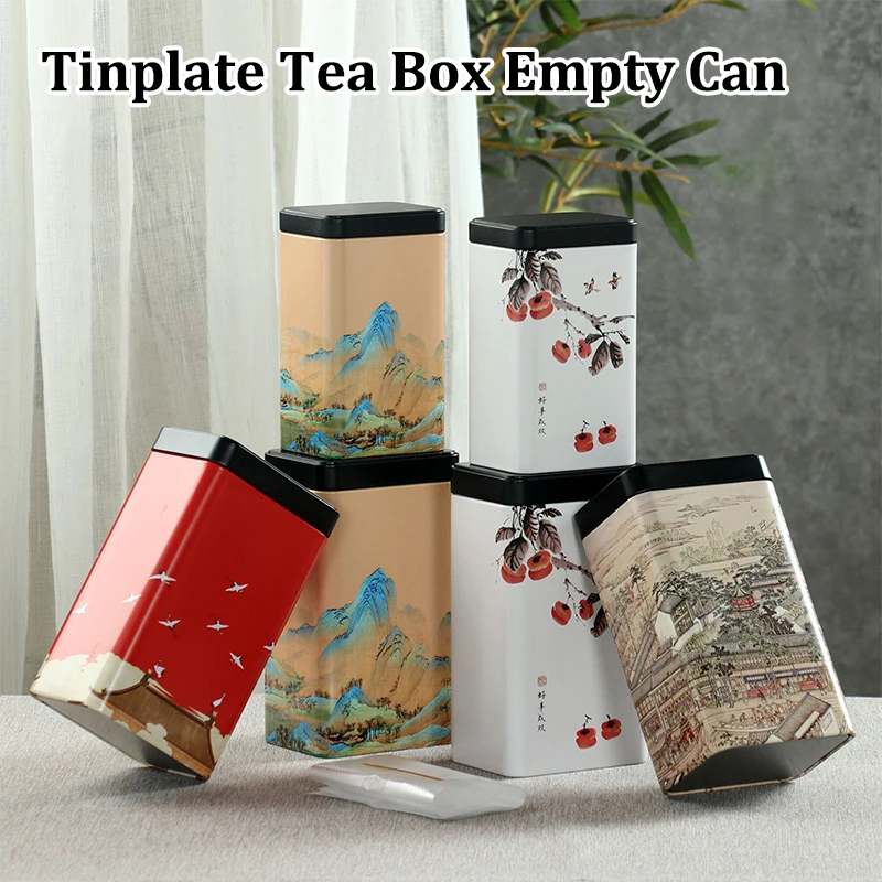 【Tin Plate Storage Box Sealed Tea Caddy Small Square Coffee Jar Tea Leaves Container Cans Small Tinplate Spices Storage Boxes】