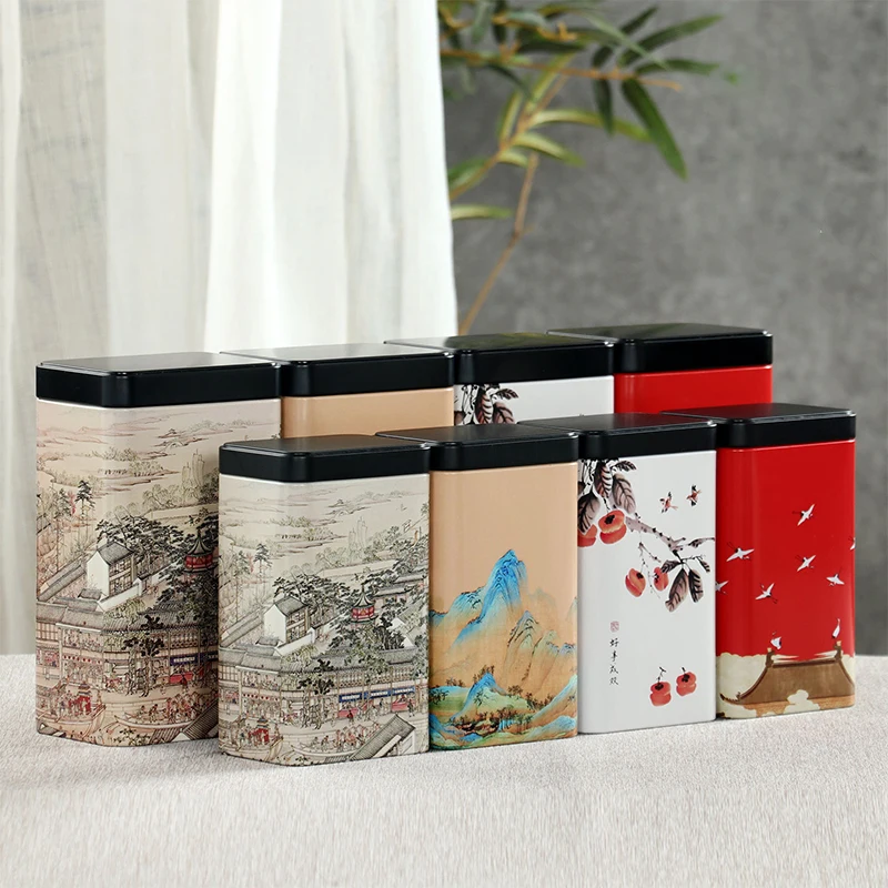 【Tin Plate Storage Box Sealed Tea Caddy Small Square Coffee Jar Tea Leaves Container Cans Small Tinplate Spices Storage Boxes】 thumbnail 2