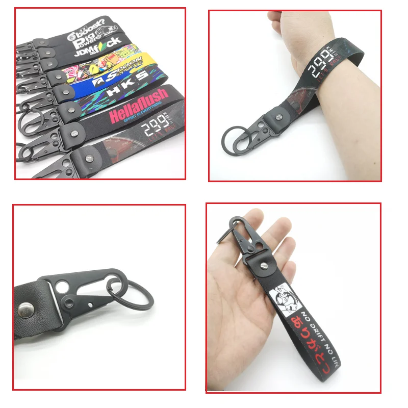 Motor Racing Webbing Wristlet Wrist Lanyard Keychain Paracord Cord Rope Camping Woven Hand Strap Motorcycle Car Key Keyring thumbnail 3