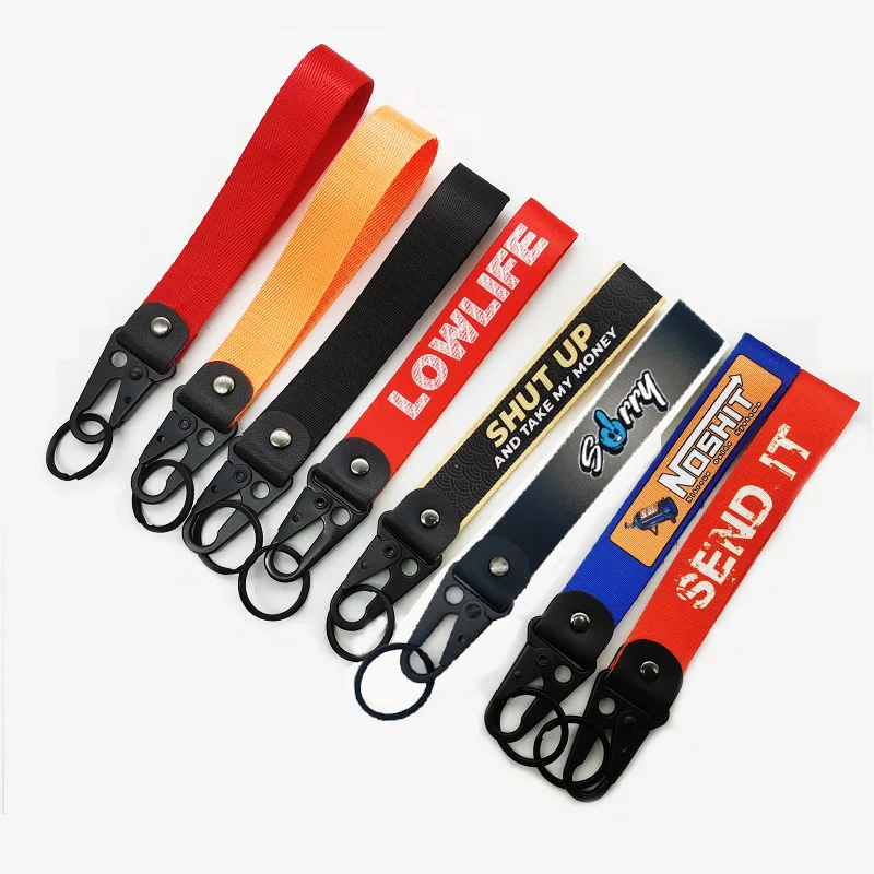 Motor Racing Webbing Wristlet Wrist Lanyard Keychain Paracord Cord Rope Camping Woven Hand Strap Motorcycle Car Key Keyring thumbnail 2