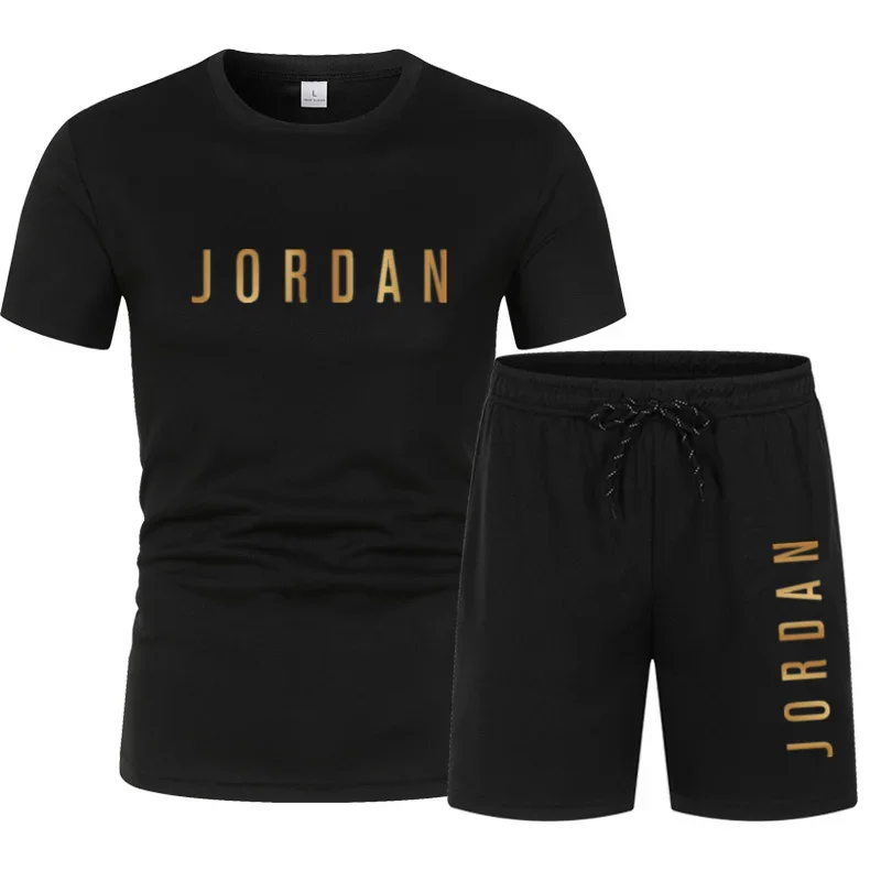 2026 Summer hot selling men's sports suit JORDAN printed casual T-shirt+shorts two-piece running set breathable quick drying thumbnail 2