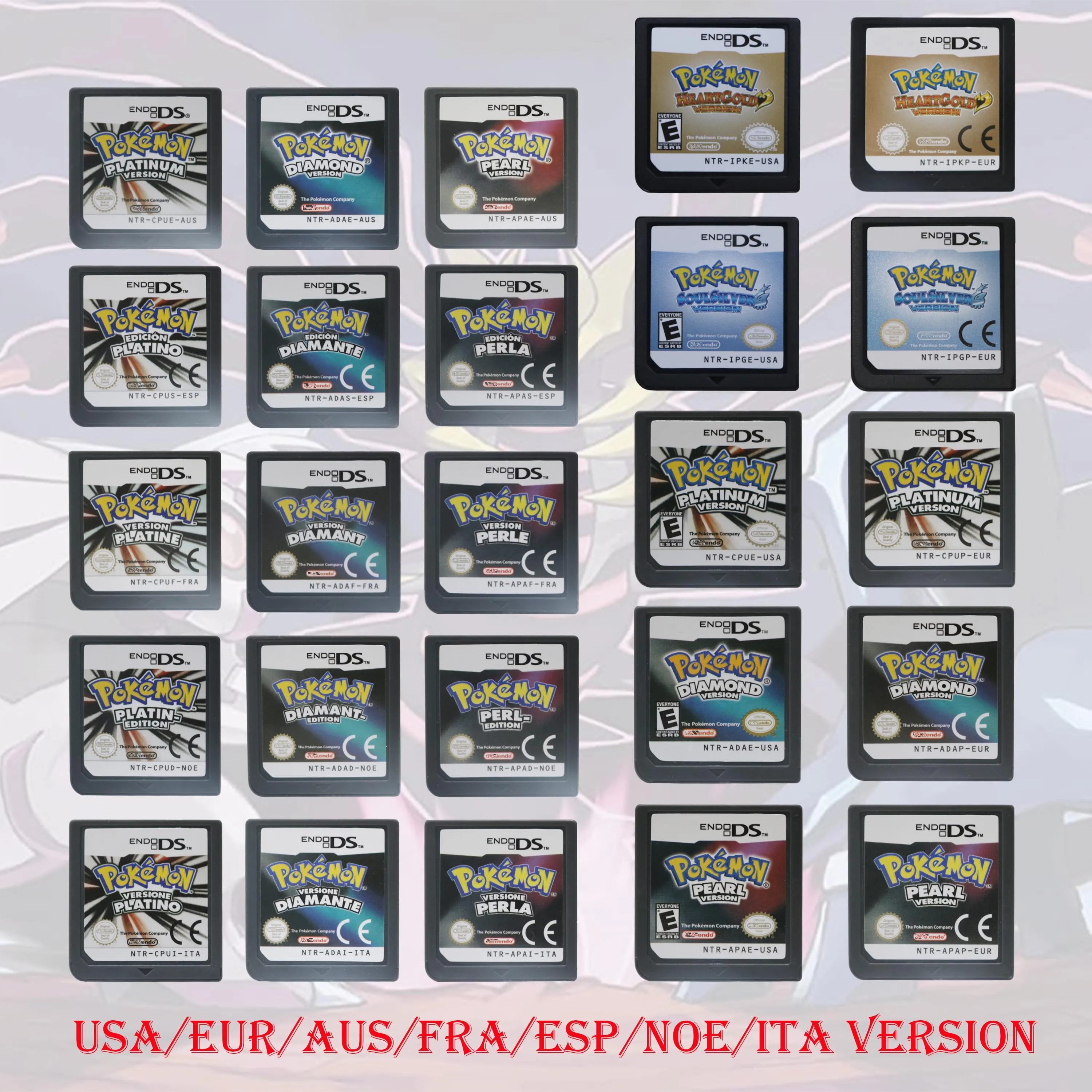 NOE/ESP/ITA/FRA/USA/EUR/AUS Version Pokemon HeartGold SoulSilver Platinum Diamond PearlVideo Game Card For DS 2DS 3DS Console