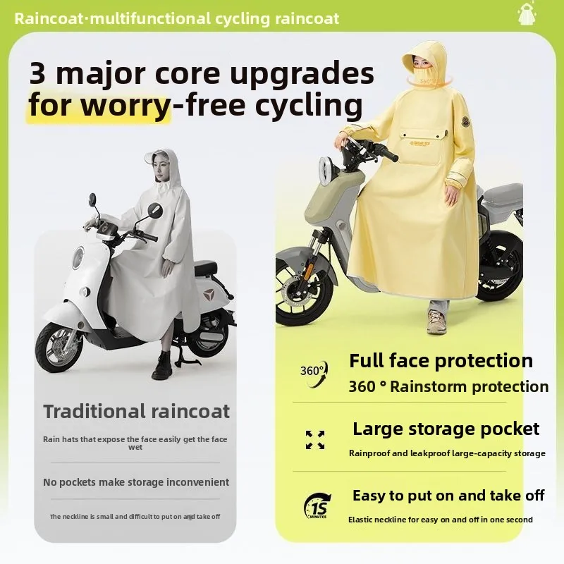 New Coverall Raincoat Rainpants Suit Full Body Rainstorm Prevention Electric Bicycle Motorcycle Riding Reflective Raincoat thumbnail 3