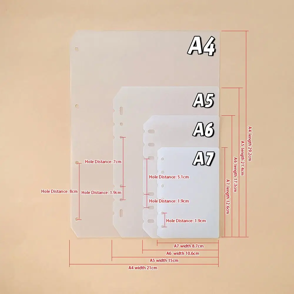 10Pcs A4 A5 A6 A7 Notebook Divider Matte Stationery Accessories Inner Paper Separator PP Universal Binder Organizer Baffle thumbnail 6