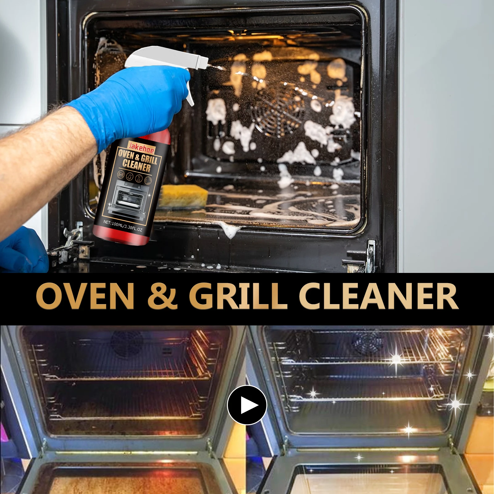 Heavy Duty Oven & Grill Cleaner Foam Spray Kitchen Grease Remover Spray for BBQ Stove and Kitchen Surfaces Easy Clean thumbnail 2