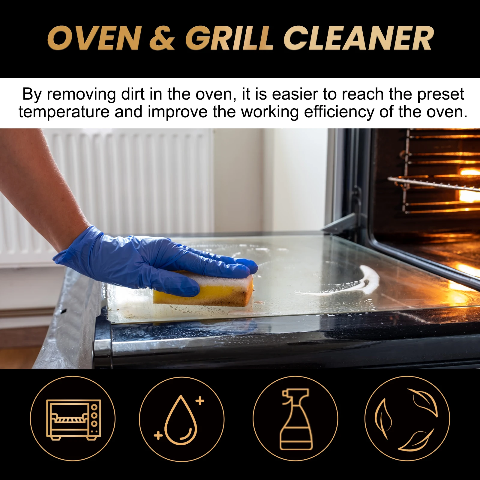 Heavy Duty Oven & Grill Cleaner Foam Spray Kitchen Grease Remover Spray for BBQ Stove and Kitchen Surfaces Easy Clean thumbnail 4