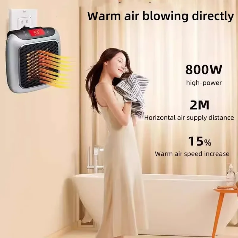 Portable Remote Control Heater Bedroom Living Room Electric Hand Warmer Wall Mounted Bathroom Space Heater EU/US Plug thumbnail 4