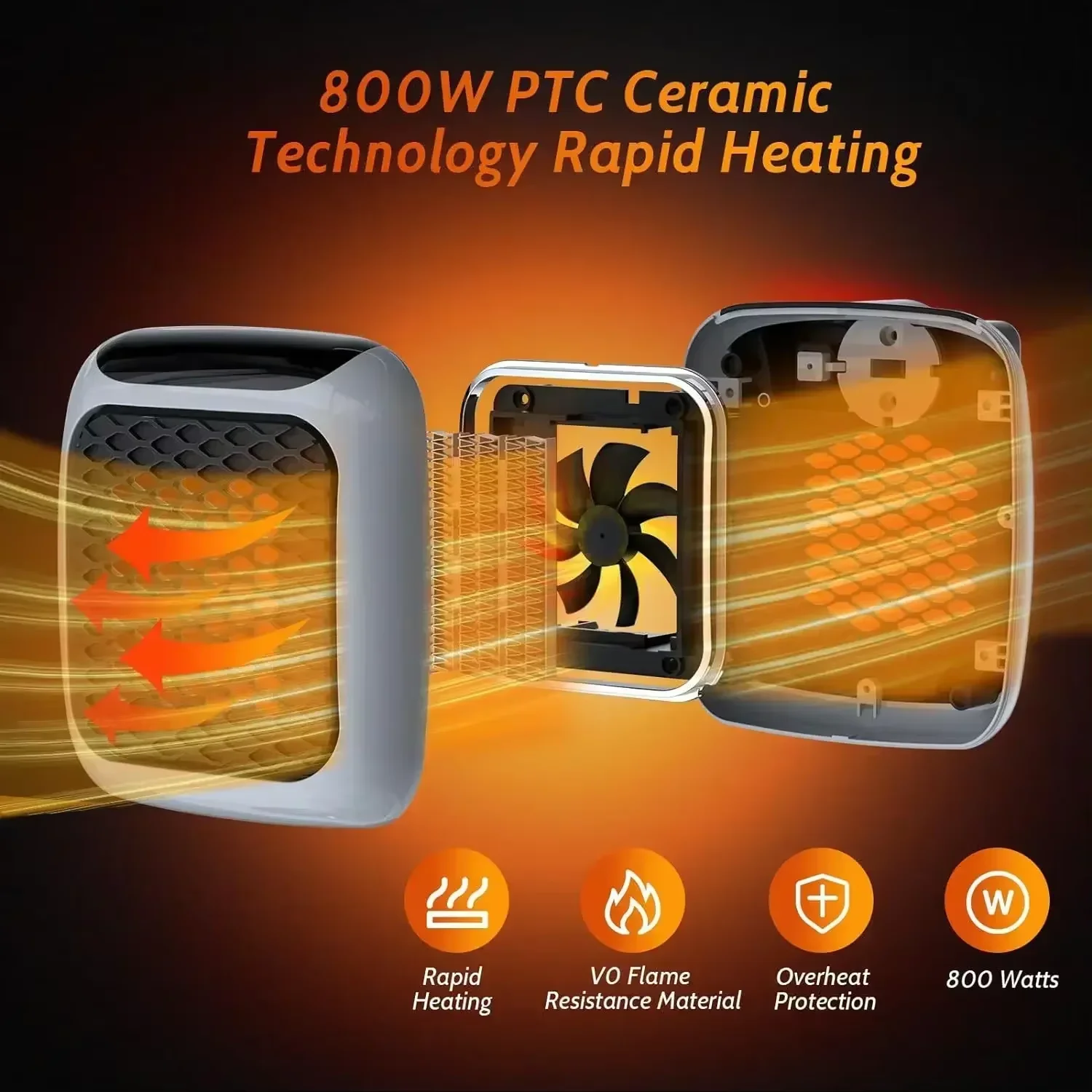 Portable Remote Control Heater Bedroom Living Room Electric Hand Warmer Wall Mounted Bathroom Space Heater EU/US Plug thumbnail 6