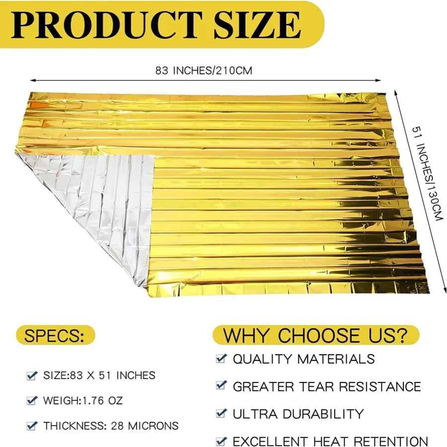 5-30Pc Outdoor Emergency Gold-Sliver Survival Blanket Waterproof First Aid Rescue Curtain Foil Thermal Military Blanket130X210Cm thumbnail 6