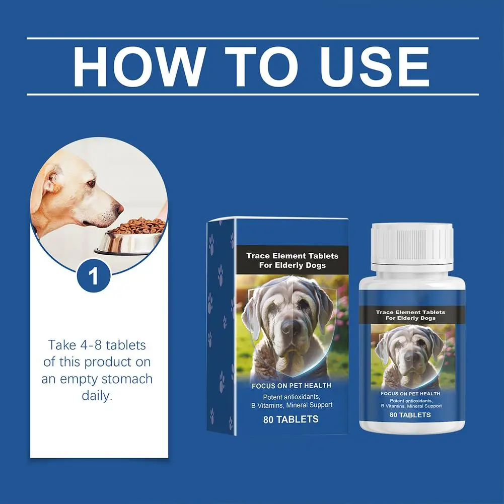 Trace Tablets For Elderly Dogs 80 Tablets Potent Antioxidants Mineral Joint Health Immune System Wellness Supplement thumbnail 5