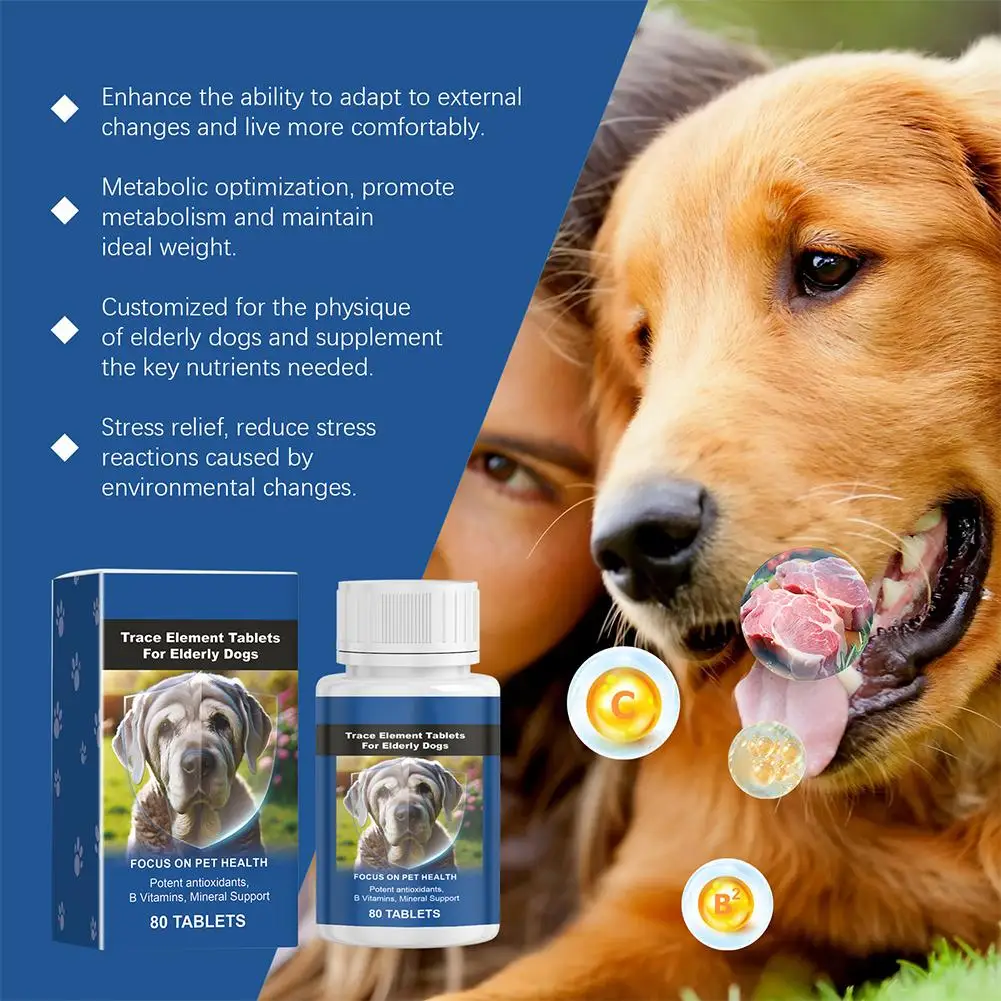 Trace Tablets For Elderly Dogs 80 Tablets Potent Antioxidants Mineral Joint Health Immune System Wellness Supplement thumbnail 2