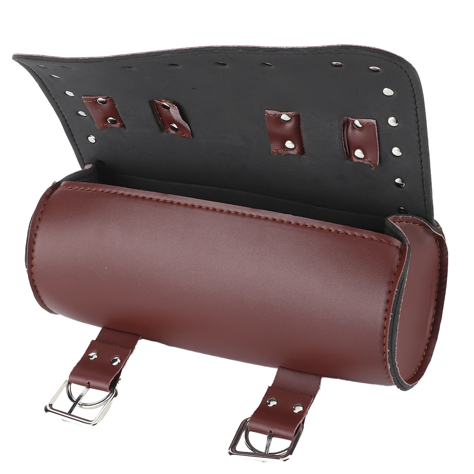 Motorcycle Bag PU Leather Wear Resistant Saddlebag Motorbike Roll Luggage 13x31cm thumbnail 2