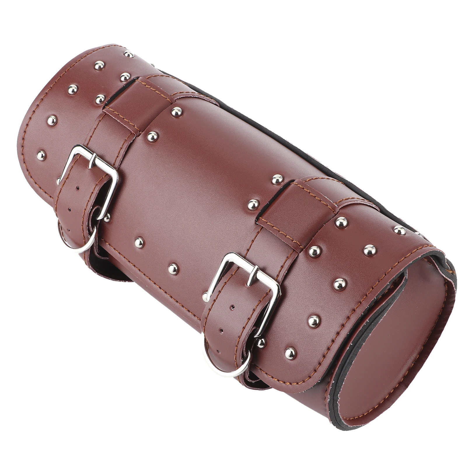 Motorcycle Bag PU Leather Wear Resistant Saddlebag Motorbike Roll Luggage 13x31cm thumbnail 3