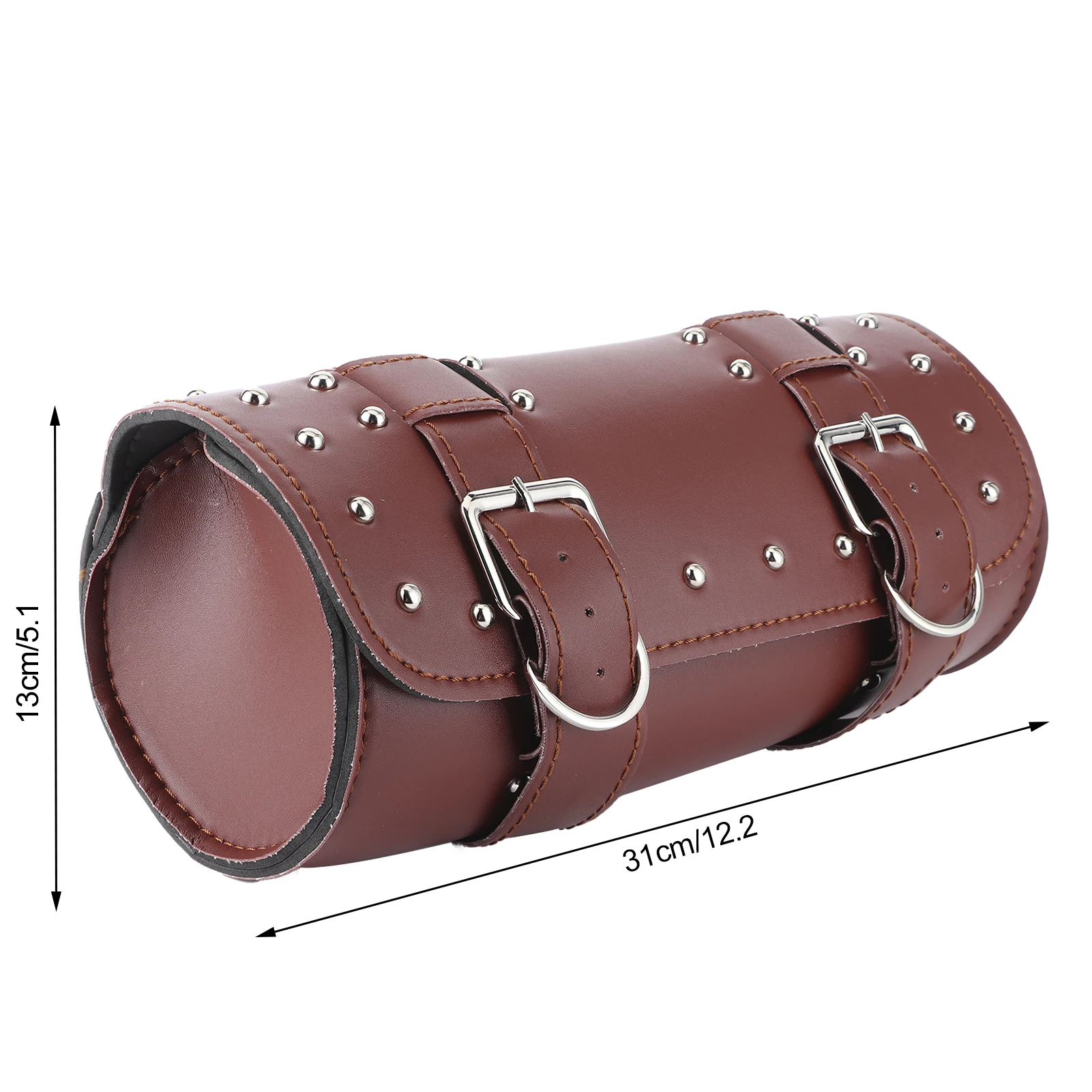 Motorcycle Bag PU Leather Wear Resistant Saddlebag Motorbike Roll Luggage 13x31cm thumbnail 6
