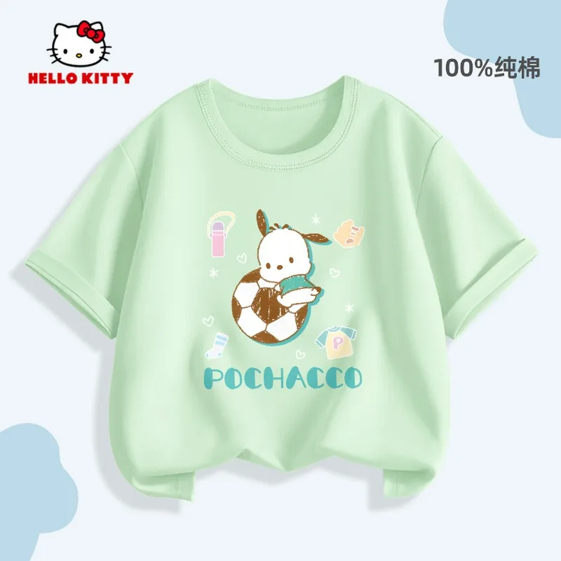2026 Summer Children's T-shirt Soft Cute Hello Kitty Cartoon Printed Parent Child Wear Pure Cotton Casual Boys and Girls' Top thumbnail 4