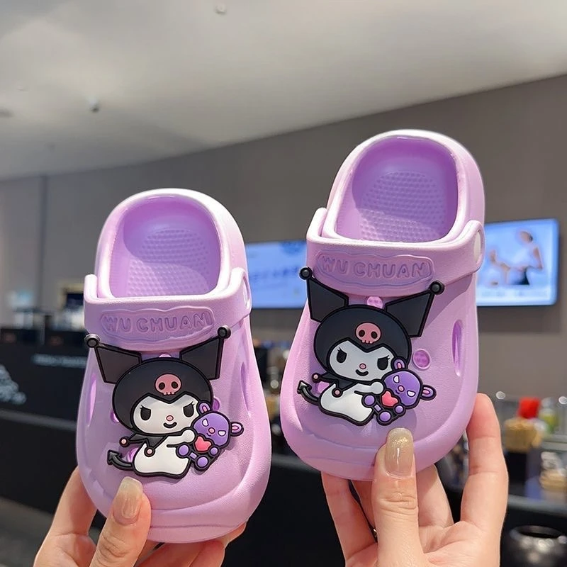 Kawaii Kuromi Slippers Sanrio Hello Kitty Kids Indoor Anti-Slip Slippers Cartoon Wear-Resistant My Melody Cute Sandals Girl Gift