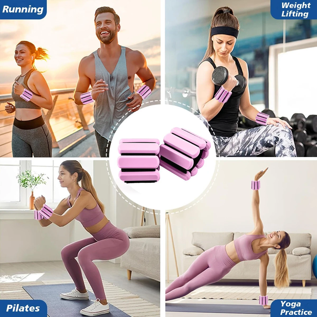 01/1 Unisex Adjustable Silicone Zinc Alloy Wrist & Ankle Weighted Bracelets, for Pilates, Gym, Yoga, Cardio & Strength Training thumbnail 6