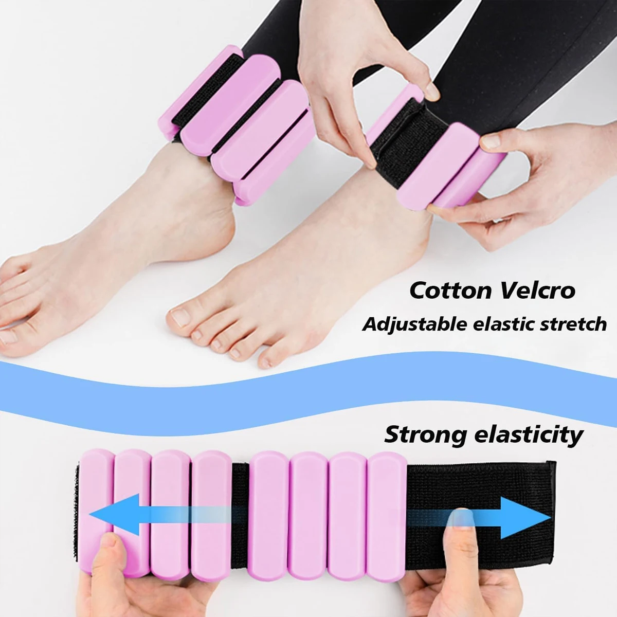 01/1 Unisex Adjustable Silicone Zinc Alloy Wrist & Ankle Weighted Bracelets, for Pilates, Gym, Yoga, Cardio & Strength Training thumbnail 5