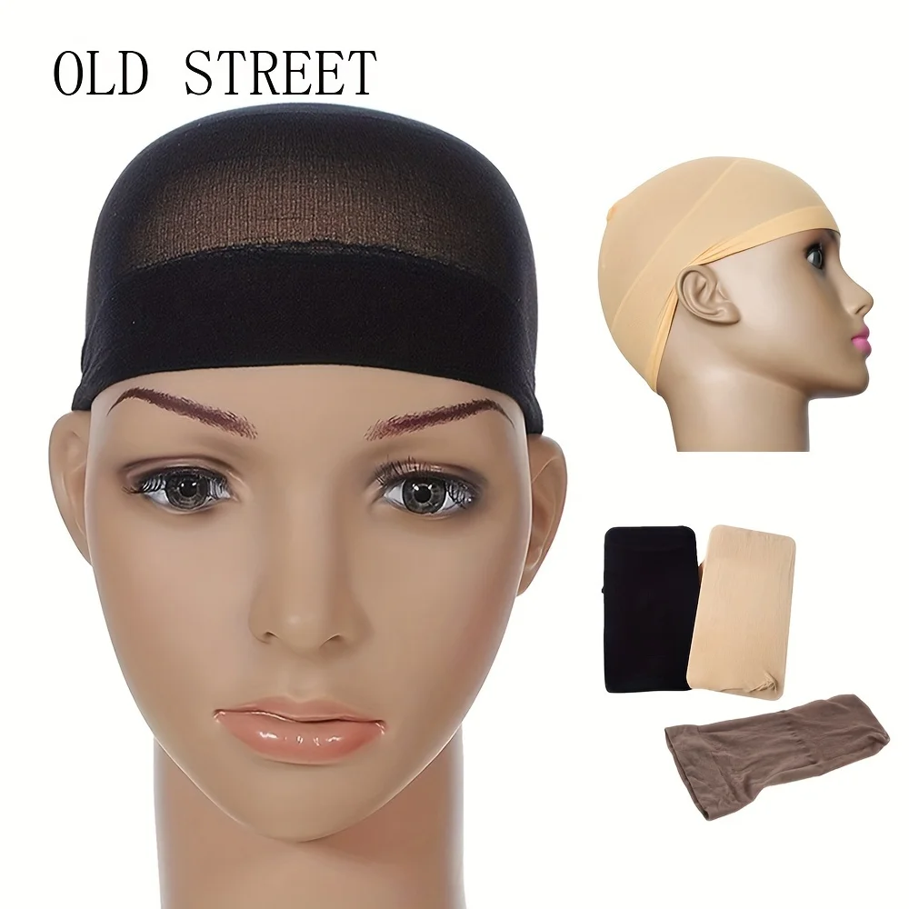 2pcs Black/Brown Stretch Mesh Wig Cap Hair Net Free Size Top Stocking for Weave Wig Making thumbnail 2