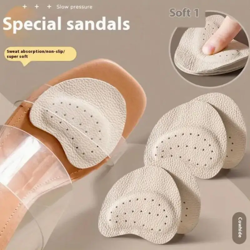4PCS Sandals Anti-slip Stickers Leather Forefoot Pad Women High Heels Pain Relief Insert Insoles Toe Cushion Foot Care Shoes Pad thumbnail 3