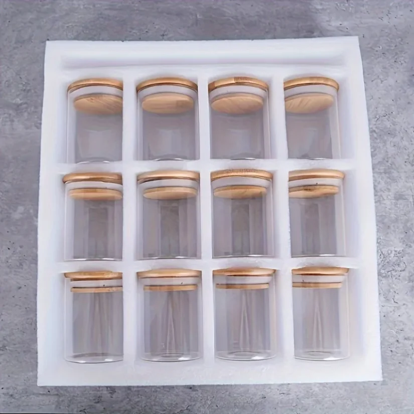 12Pcs Glass Spice Jars with Bamboo Lid,8oz Airtight Spice Containers with Black Labels,Empty Seasoning Jars for Spice Salt Sugar thumbnail 2