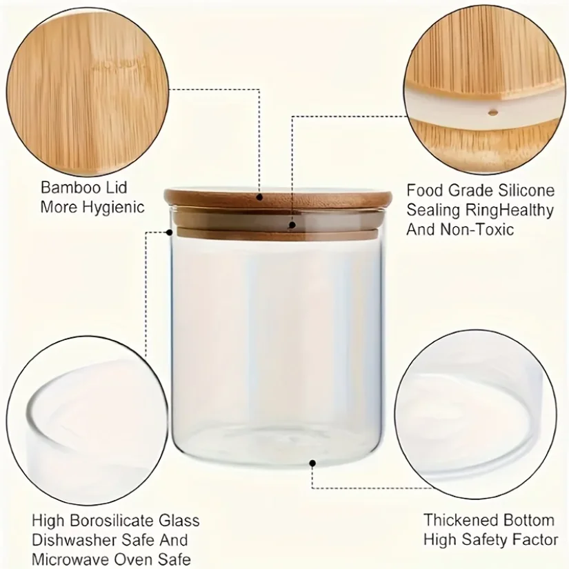 12Pcs Glass Spice Jars with Bamboo Lid,8oz Airtight Spice Containers with Black Labels,Empty Seasoning Jars for Spice Salt Sugar thumbnail 4