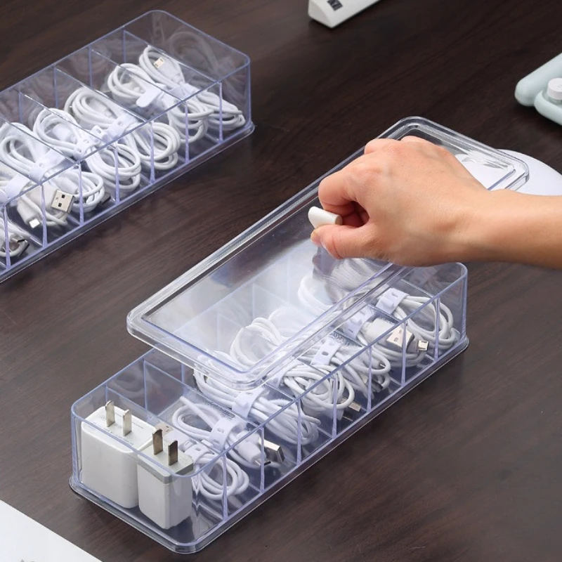 Cable Organizer Box with Wire Ties, Plastic Cord Storage Box with Lid, Electronics Organizer for Home Office Desk Organizers thumbnail 3