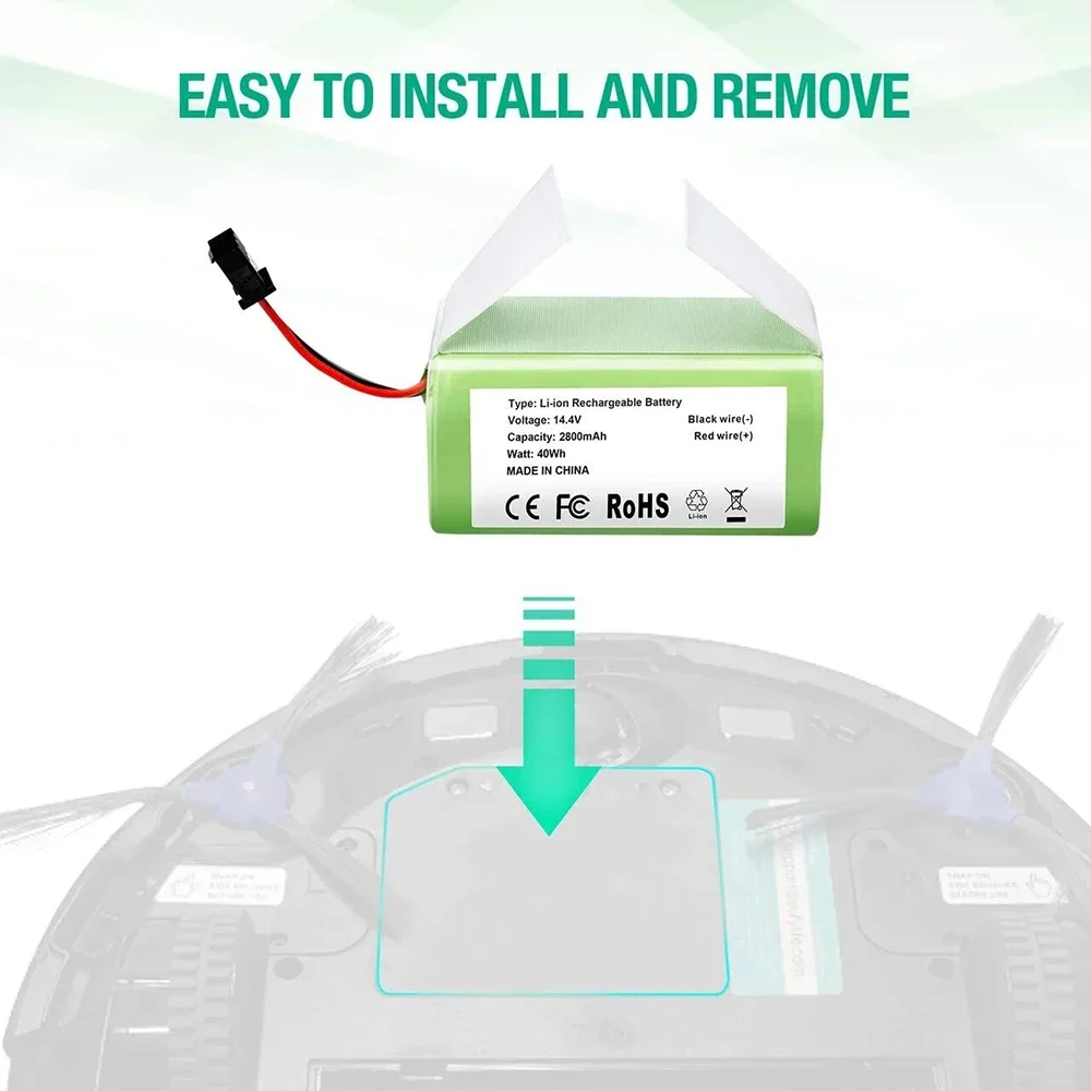 14.4V 6800mAh Li-ion Battery for for Conga 990 1090 Tesvor X500 Ecovacs Deebot N79 N79S DN622 Eufy RoboVac 11 11S RoboVac 30 thumbnail 5