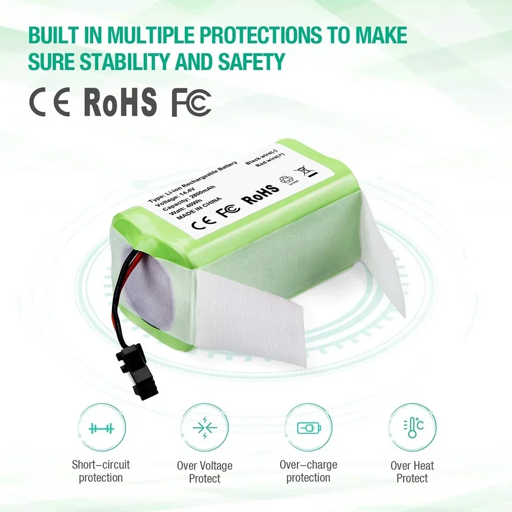 14.4V 6800mAh Li-ion Battery for for Conga 990 1090 Tesvor X500 Ecovacs Deebot N79 N79S DN622 Eufy RoboVac 11 11S RoboVac 30 thumbnail 6