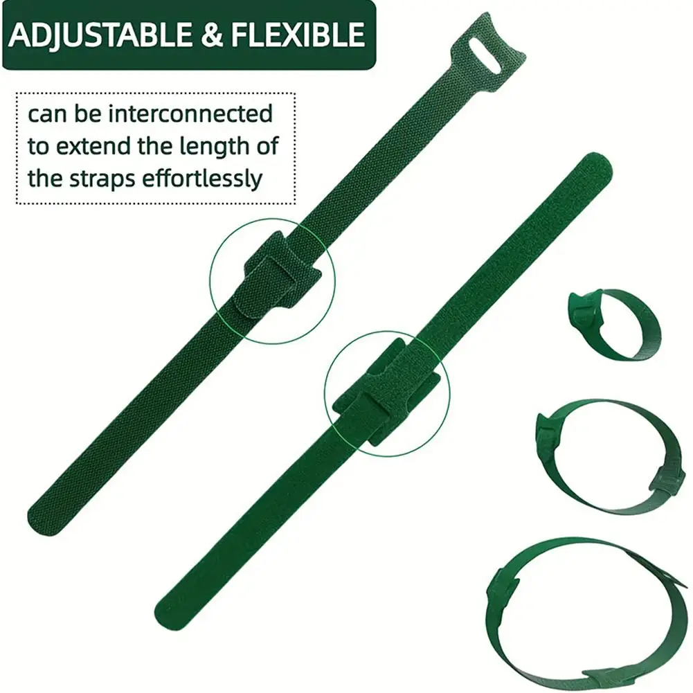 100pcs Reusable Adjustable Non-Slip Nylon Plant Ties with Hook and Loop Fasteners, Ideal for Gardening Applications thumbnail 6