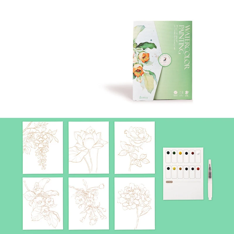 6 creative watercolor painting sets, including watercolor paper, dipping pen, art painting and coloring pigments thumbnail 6
