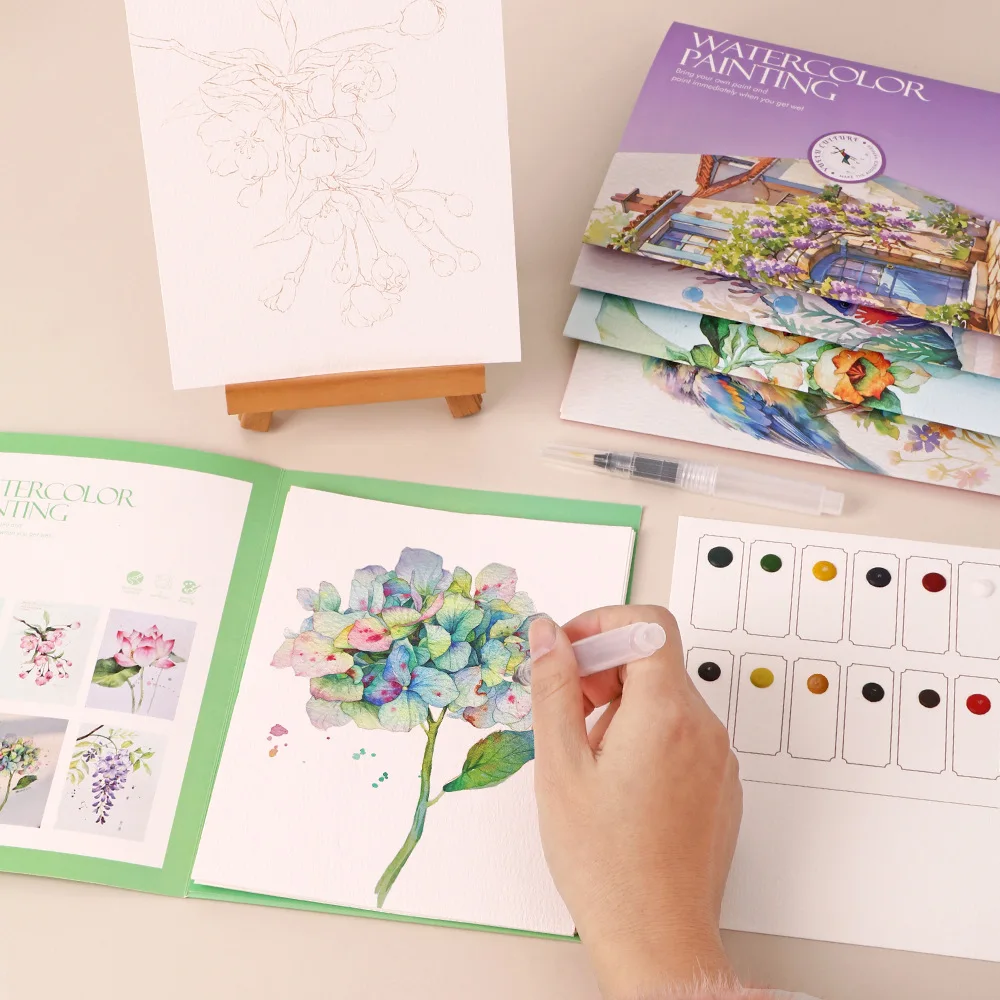 6 creative watercolor painting sets, including watercolor paper, dipping pen, art painting and coloring pigments thumbnail 3