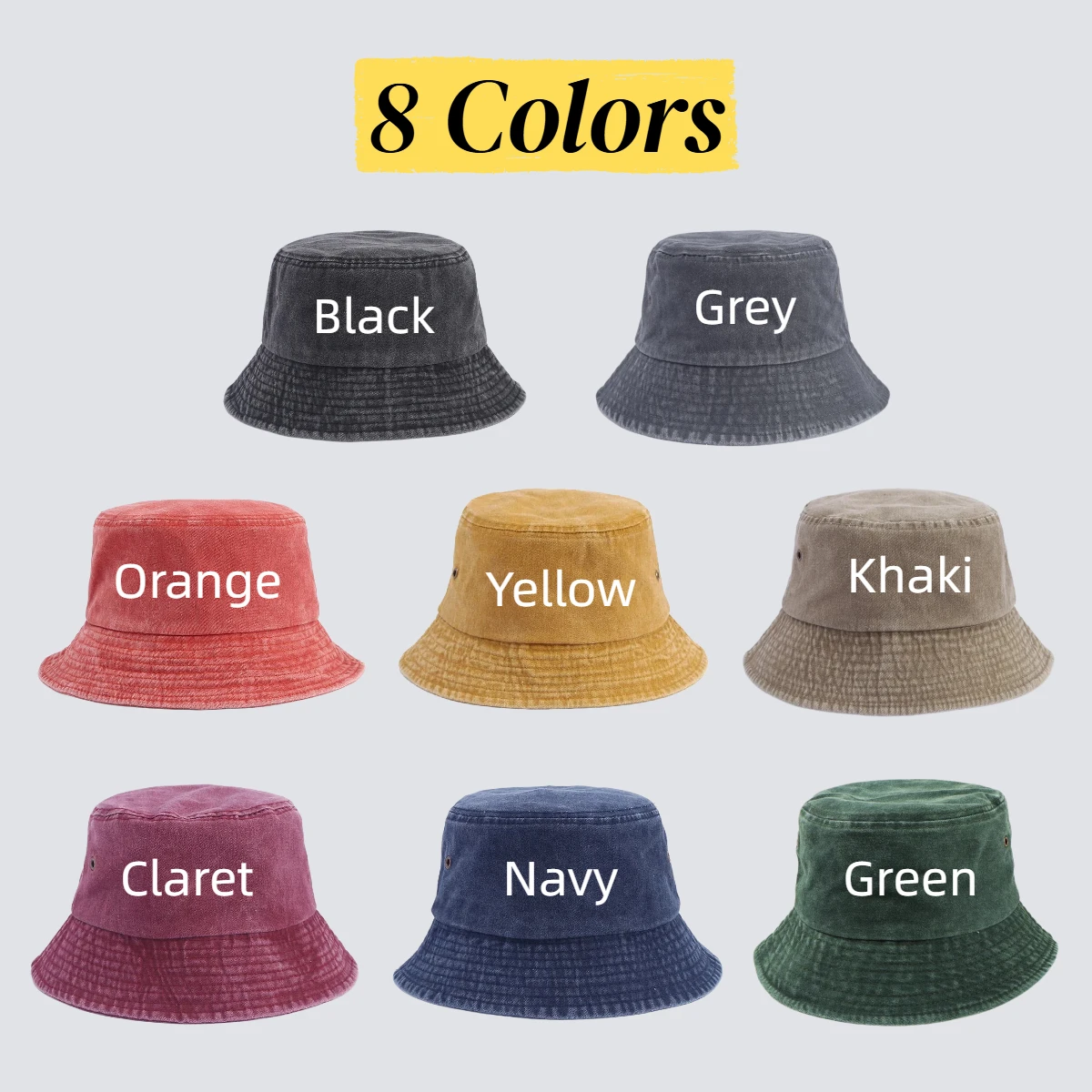 Custom Bucket Hat Embroidered Name Bucket Cap Personalized Text Sun Hat Vintage Summer Cap for Outdoor Fisherman hat thumbnail 5