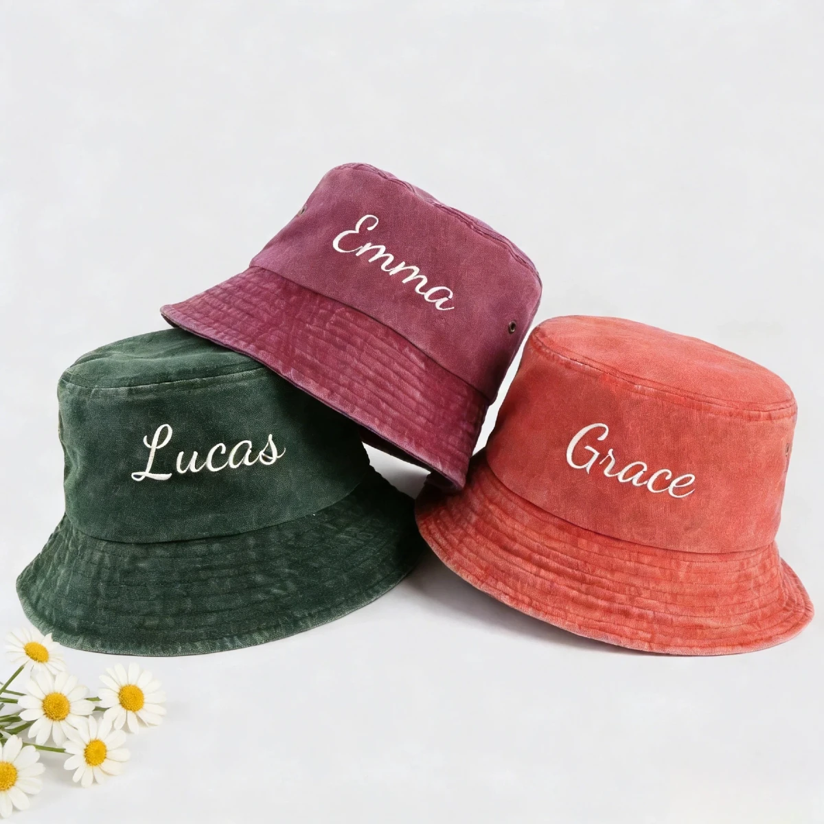 Custom Bucket Hat Embroidered Name Bucket Cap Personalized Text Sun Hat Vintage Summer Cap for Outdoor Fisherman hat thumbnail 2