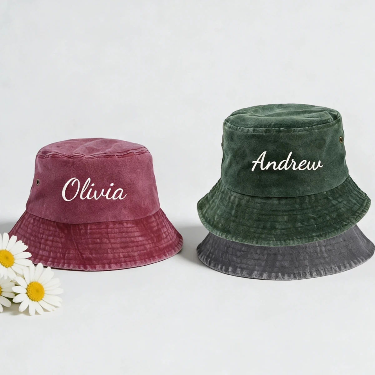 Custom Bucket Hat Embroidered Name Bucket Cap Personalized Text Sun Hat Vintage Summer Cap for Outdoor Fisherman hat thumbnail 4