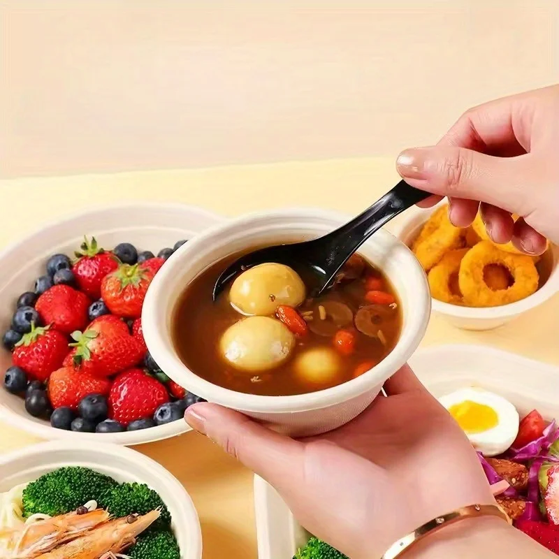50PCS Disposable Paper Bowls Holiday Family Gatherings Desserts Fruits Salads Ice Cream Oatmeal Household Food Paper Bowls thumbnail 3