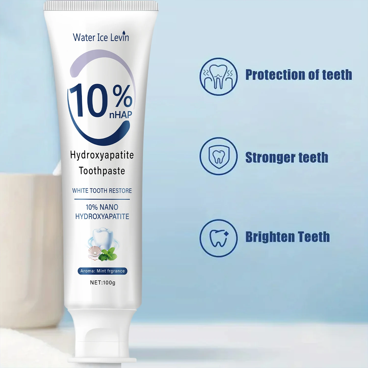 Hydroxyapatite Toothpaste 100g with Nano Hydroxyapatite & Vitamin C - Enamel Strengthening Gum Care Fresh Breath Whitening thumbnail 3
