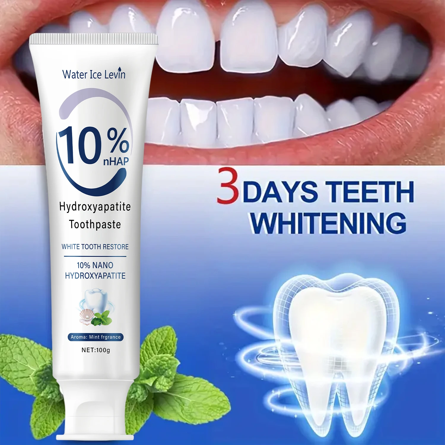 Hydroxyapatite Toothpaste 100g with Nano Hydroxyapatite & Vitamin C - Enamel Strengthening Gum Care Fresh Breath Whitening thumbnail 6