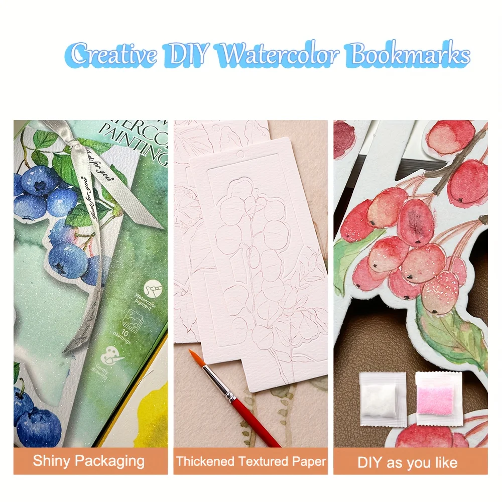 10 sheets/set watercolor bookmark painting set DIY watercolor paper handmade portable coloring bookmark, holiday party gift thumbnail 5
