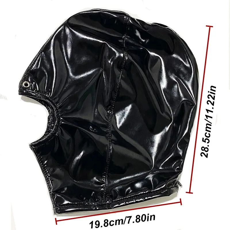 BDSM Mask Hood Open Mouth,Mouth Dildo Gags Bondage Restraints,Sex Toys for Couples,Role Play,SM Adult Games thumbnail 3