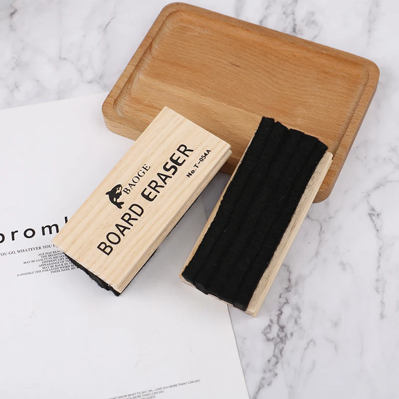 1PCS Wool Felt Blackboard Eraser Wooden Chalkboard Duster for Teachers Classroom Easy Clean Dustless Chalk Eraser thumbnail 2