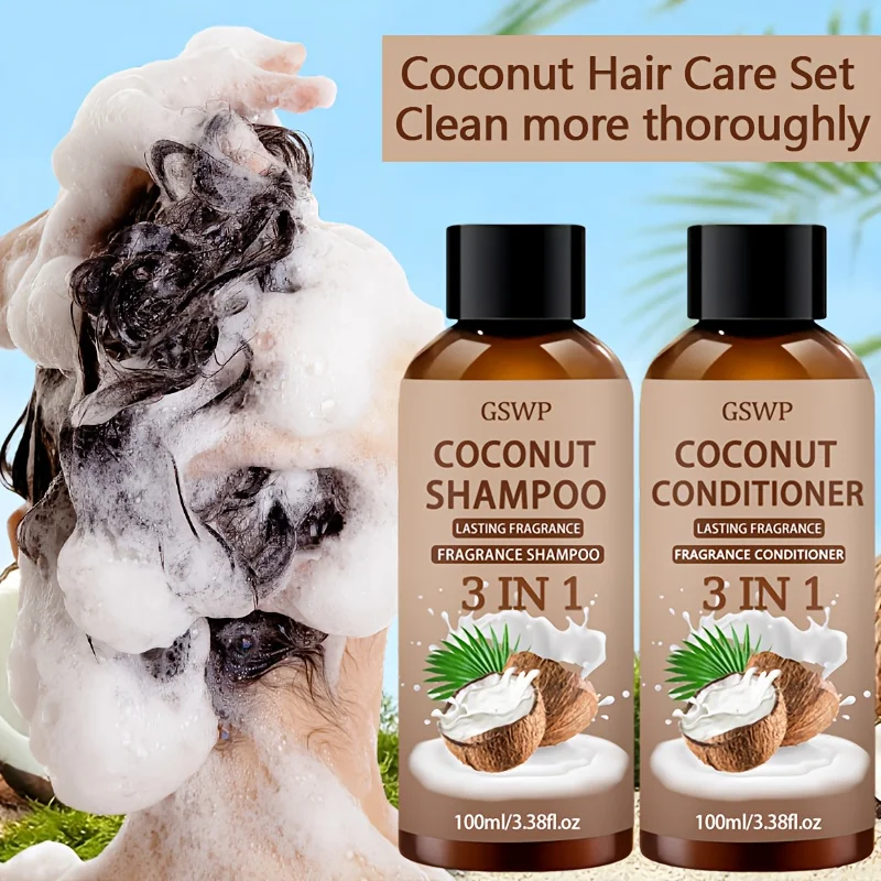 GSWP 3-In-1 Coconut Shampoo and Conditioner Set，Deeply moisturize, soften and nourish the hair, suitable for caring for dry.200g thumbnail 5